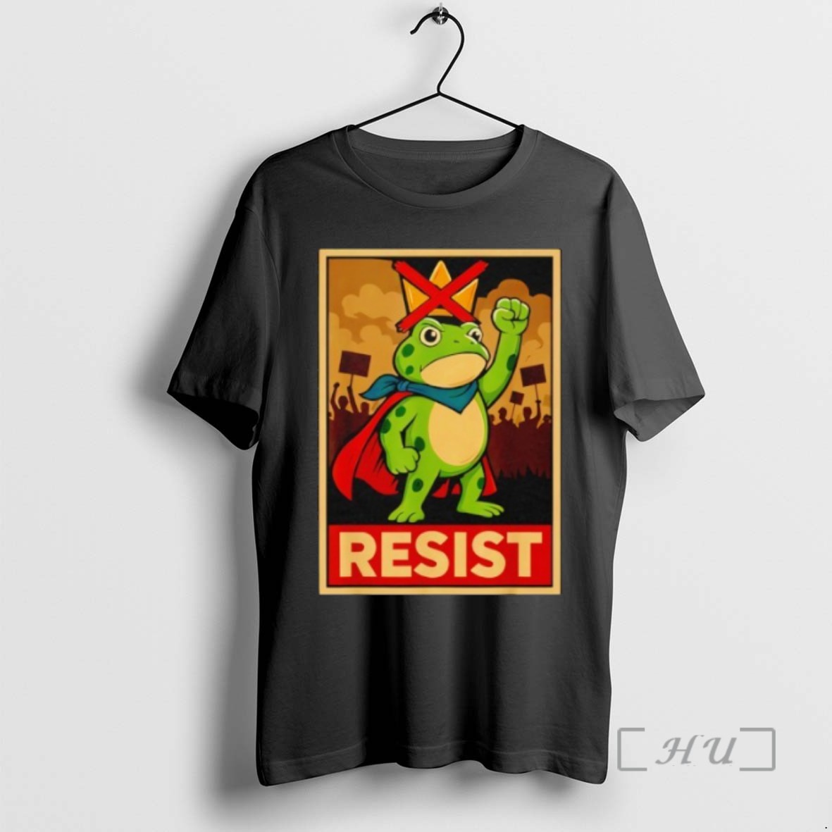 Trending Funny Portland Frog Hop Protest Resist Frog No Kings Toad T Shirts Sweater Hoodie