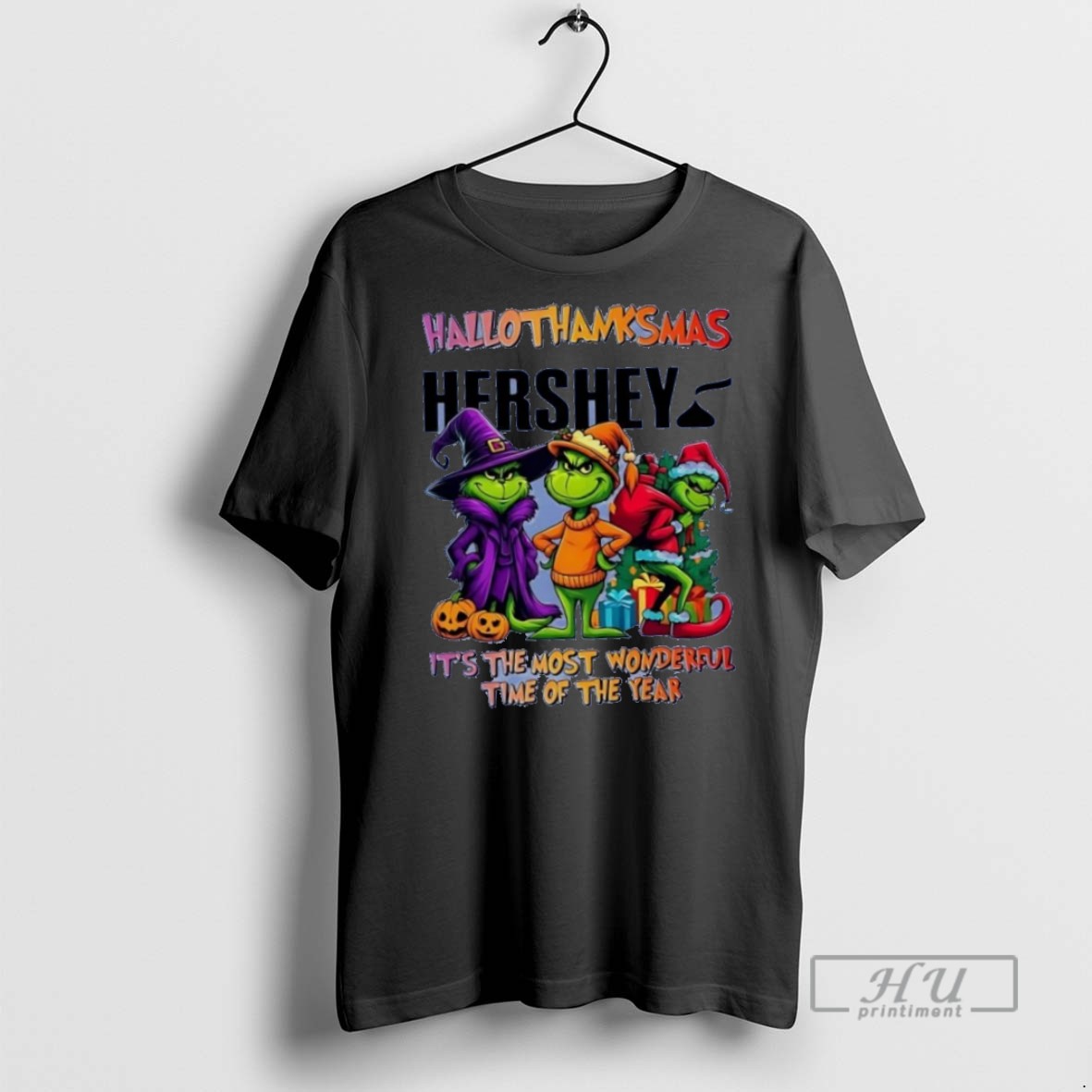 Trending Grinch Hallothanksmas Hershey Most Wonderful Time Of The Year T Shirt Sweatshirt