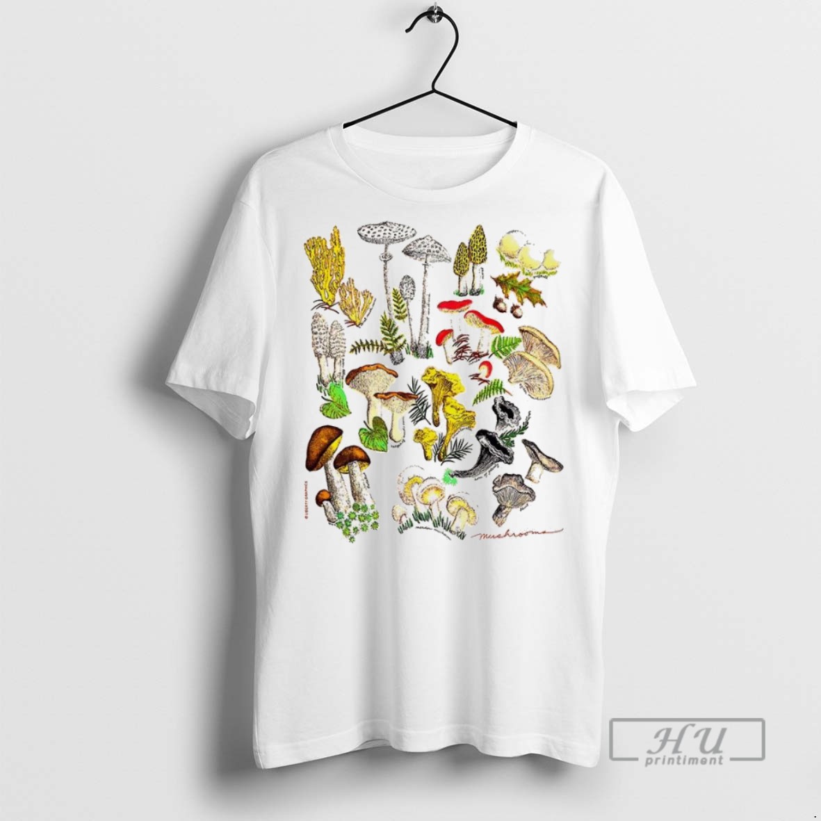 Trending Illustrated Prints Of Mushrooms Natural T Shirt Sweatshirt