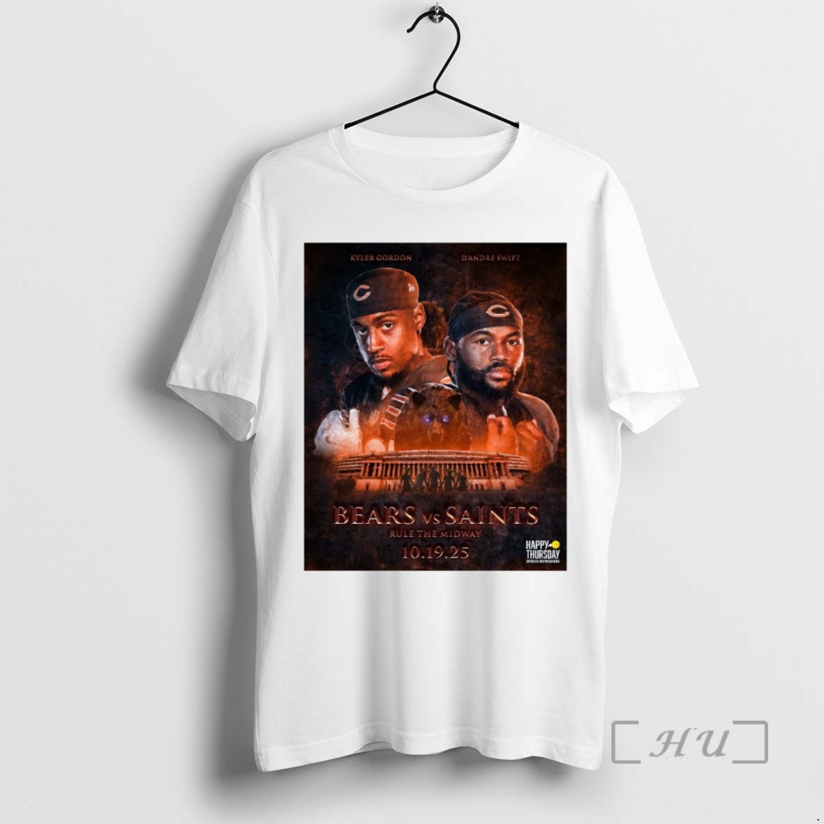 Trending Kyler Gordon And Dandre Swift Bears Vs Saints Rule The Midway 10 19 2025 T Shirts Sweater Hoodie