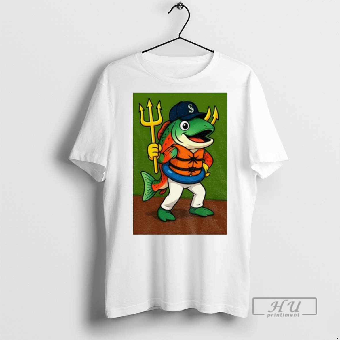 Trending Officials Humpy Salmon Holding Trident Seattle Mariners New Mascot 2025 T Shirt Sweatshirt Hoodies
