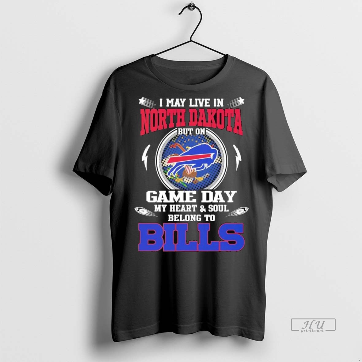 Trending Officials I May Live In North Dakota But On Game Day My Heart Soul Belong To Buffalo Bills 2025 Long Sleve T Shirt Sweater Hoodie