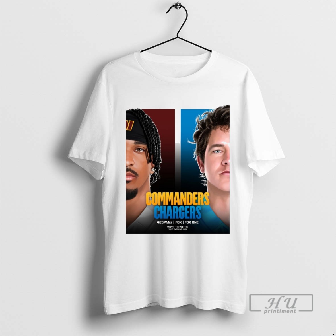 Trending Officials Jayden Daniels Washington Commanders Vs Justin Herbert Los Angeles Chargers Nfl Game 2025 T Shirt Sweatshirt