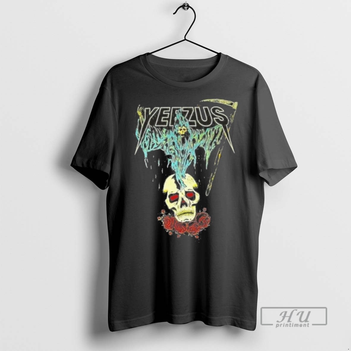 Trending Officials Kanye West Ye Yeezus Grim Reaper Skull And Roses T Shirt Sweatshirt Hoodies