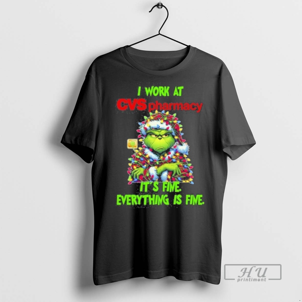Trending Officials Santa Grinch Light I Work At Cvs Pharmacy Logo Its Fine Everything Is Fine T Shirt Sweatshirt Hoodies