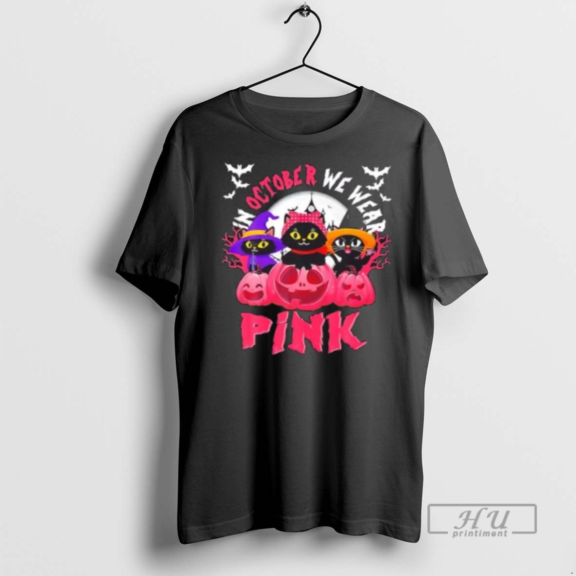 Trending Officials Three Black Cats In October We Wear Pink Witch Pum Halloween T Shirt Sweatshirt Hoodies