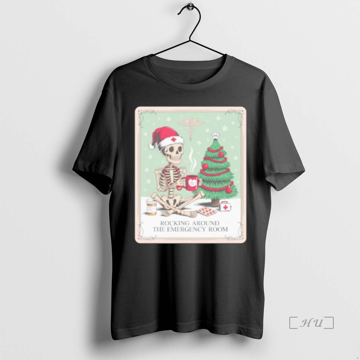 Trending Skeleton Santa Nurse Rocking Around The Emergency Room Ornaments T Shirt Sweater Hoodie