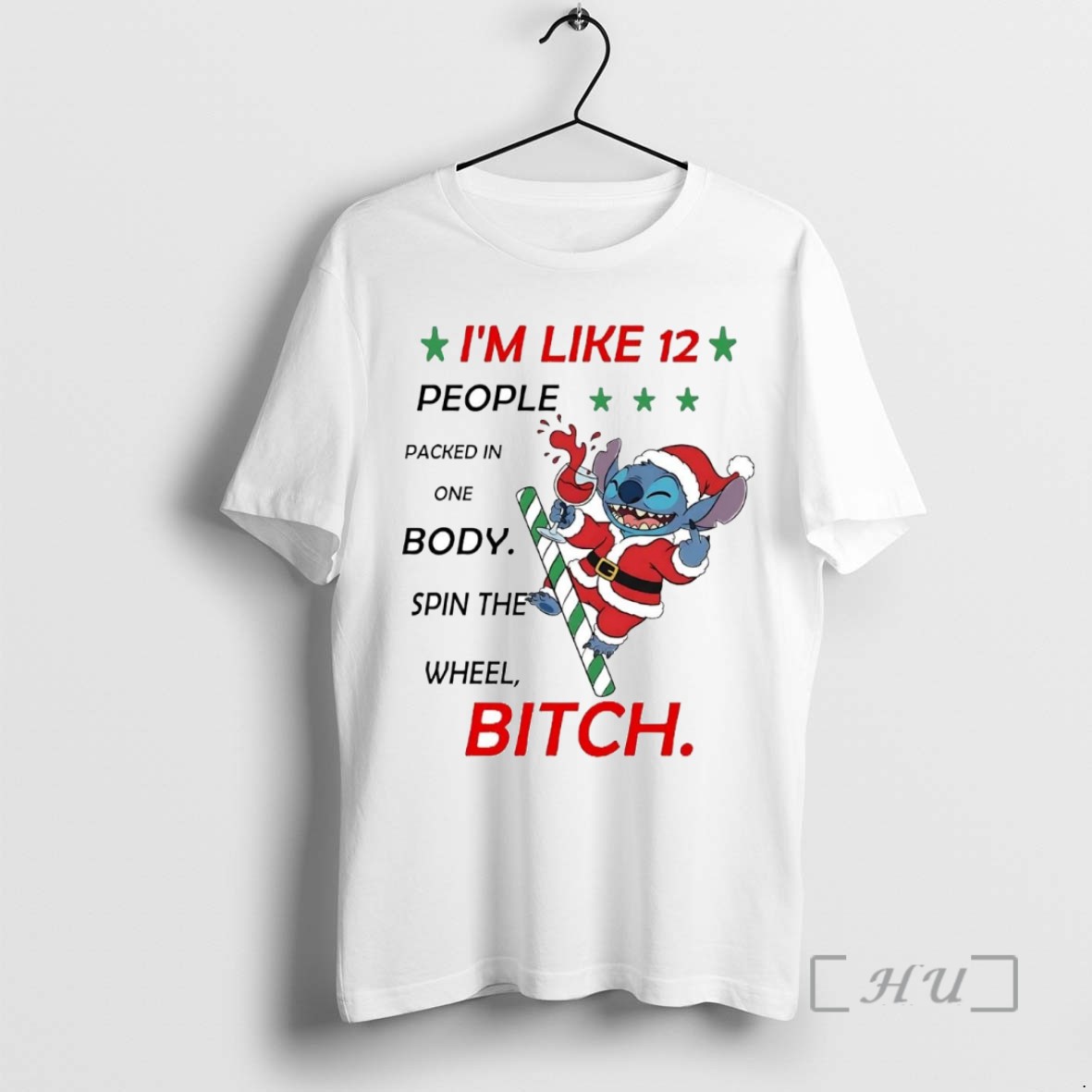 Trending Stitch Middle Finger Im Like 12 Spin The Wheel Bitch Christmas Tee Shirt Sweater Hoodie