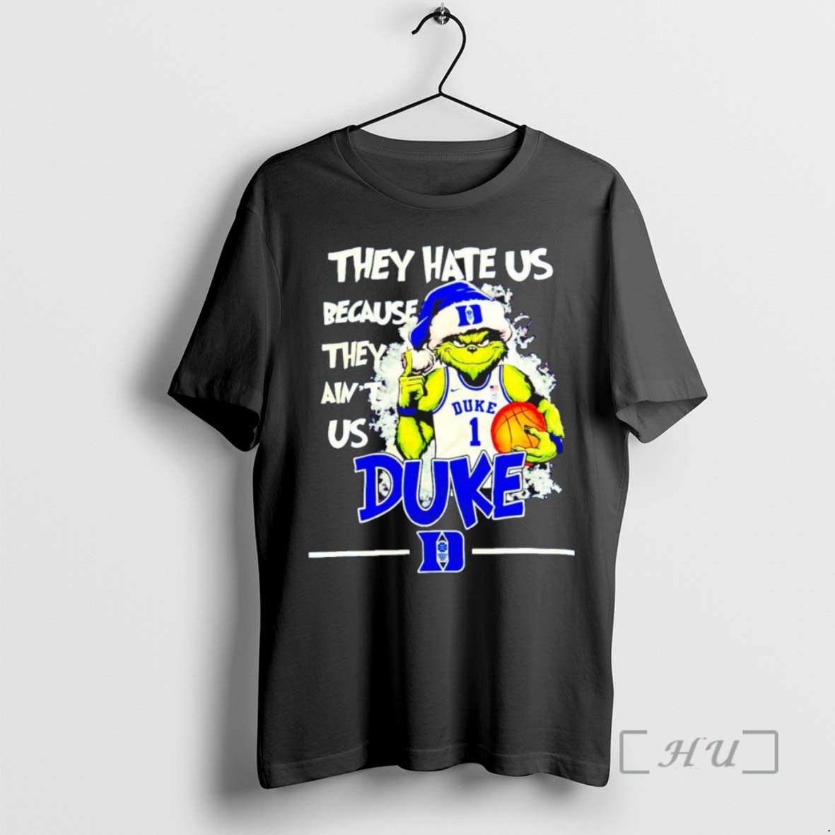 Trending They Hate Us Because They Aint Us Duke Blue Devils Grinch Christmas T Shirts Sweater Hoodie