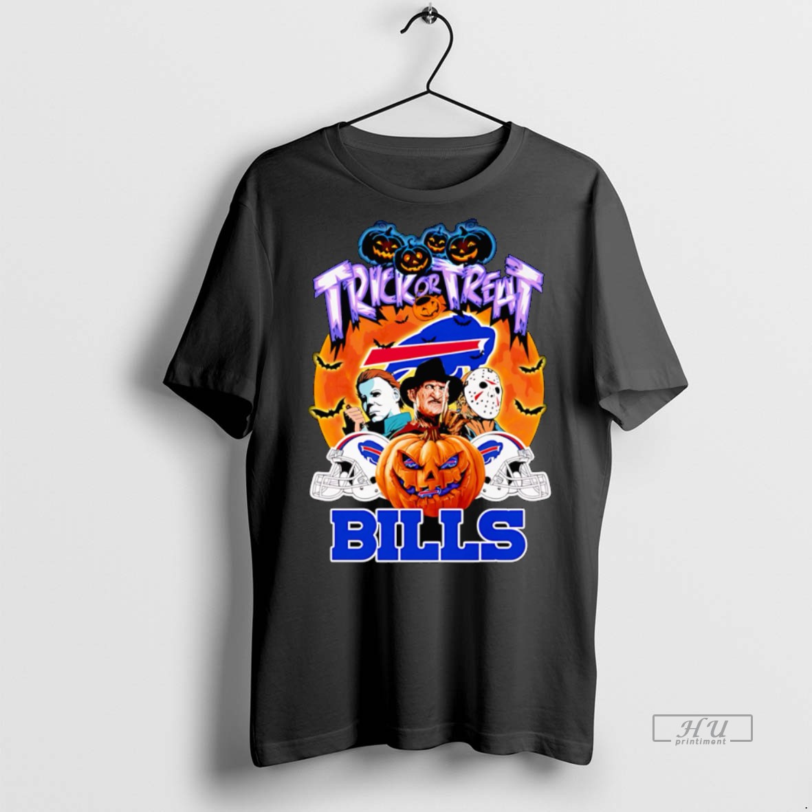 Trending Trick Or Treat Buffalo Bills Horror Character Graphic Tee Shirt Sweater Hoodie