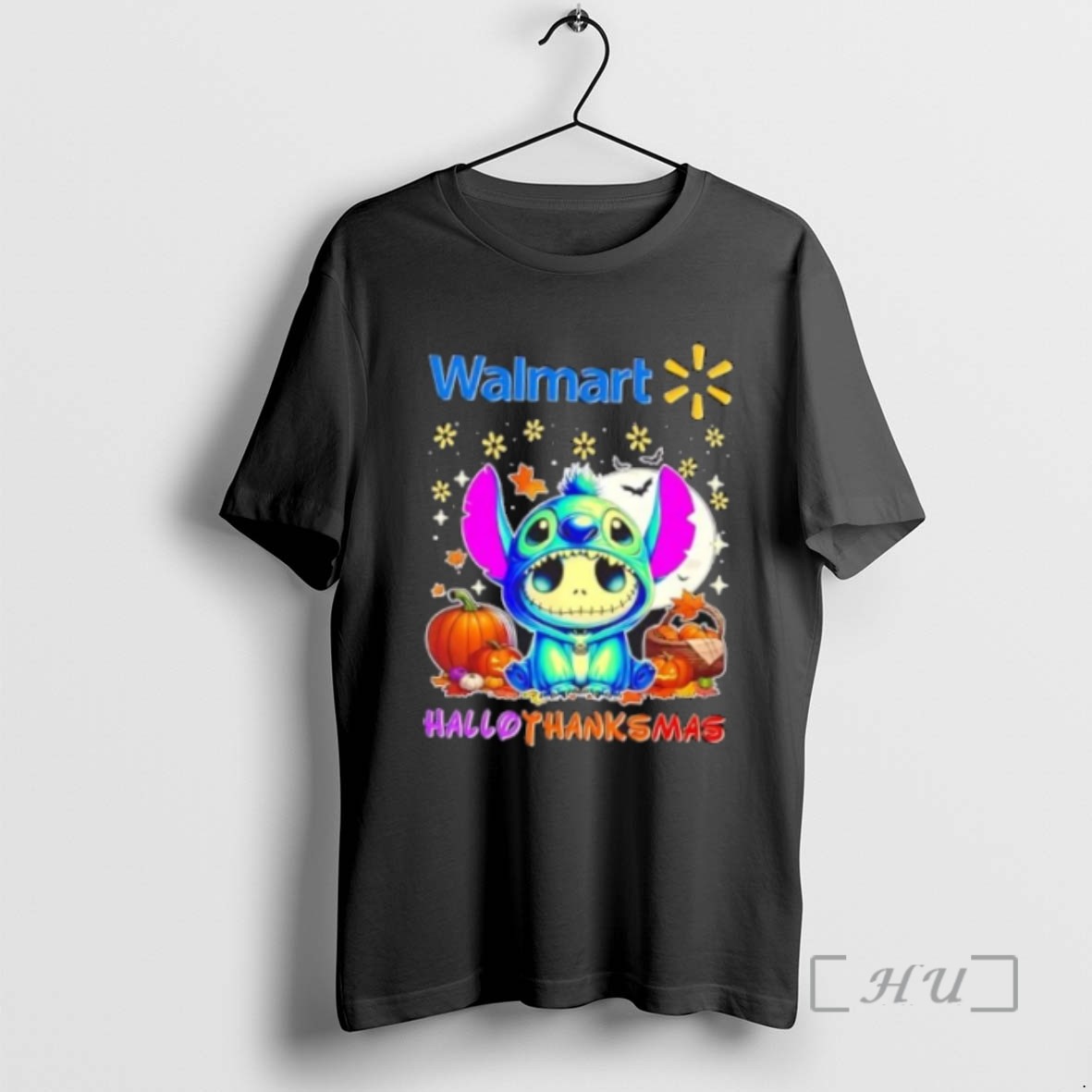 Trending Walmart With Stitch Cosplay Jack Skellington Happy Hallothanksmas T Shirts Sweater Hoodie