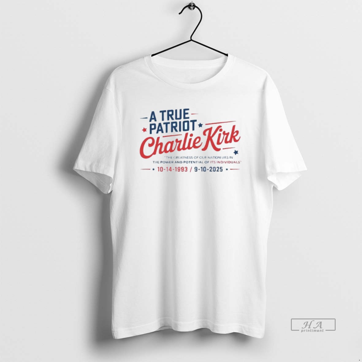Trendy A True Patriot Charlie Kirk 1993 2025 Mens White Tee Tee Shirt