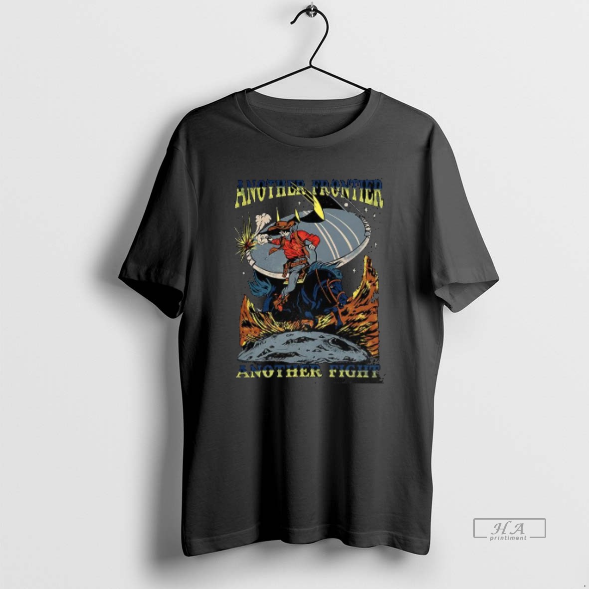 Trendy Another Frontier Another Fight Cowboys Attack Ufo Wild West And Science Fiction Comic Tee Shirt