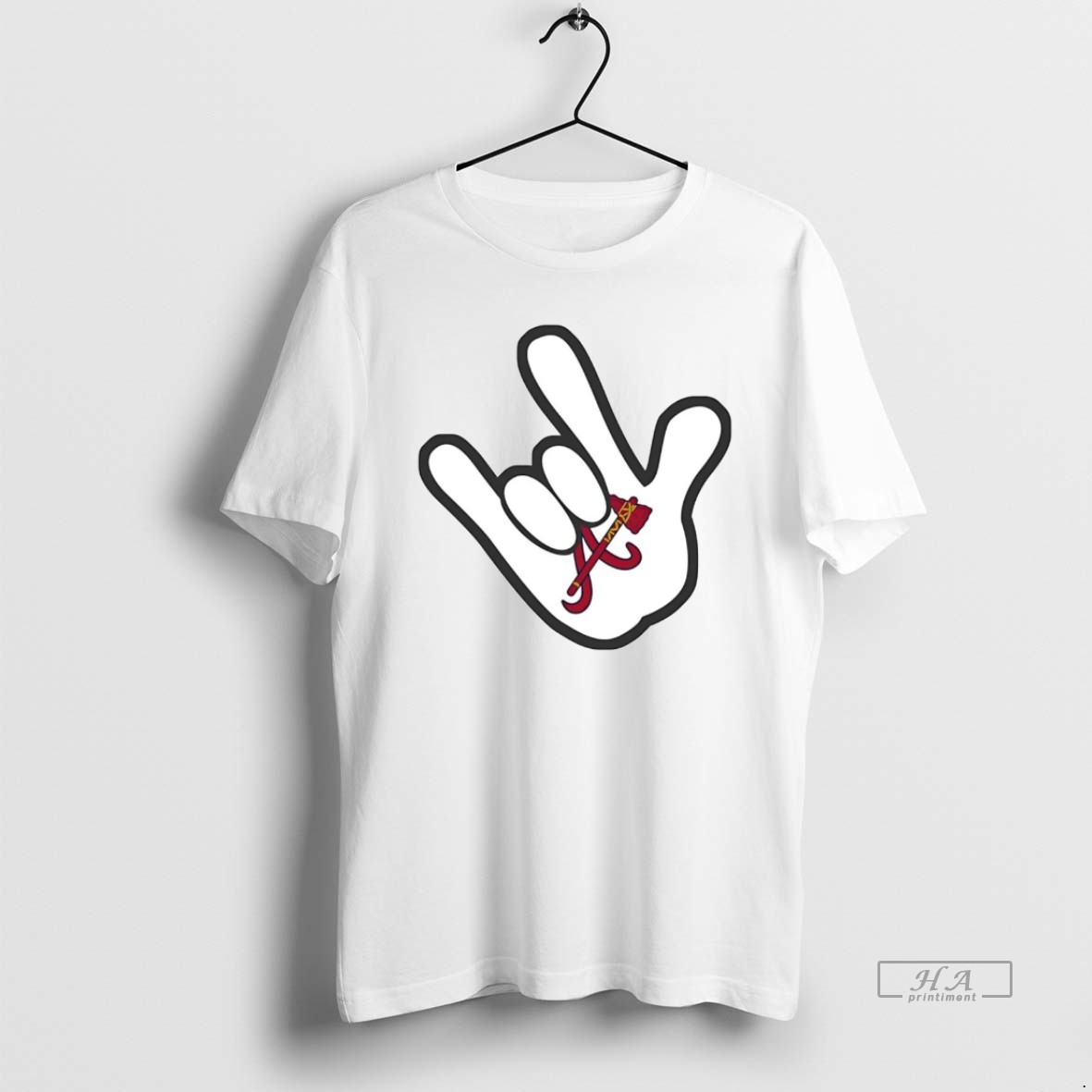 Trendy Atlanta Braves Mickey Rock Hand Tee Shirt