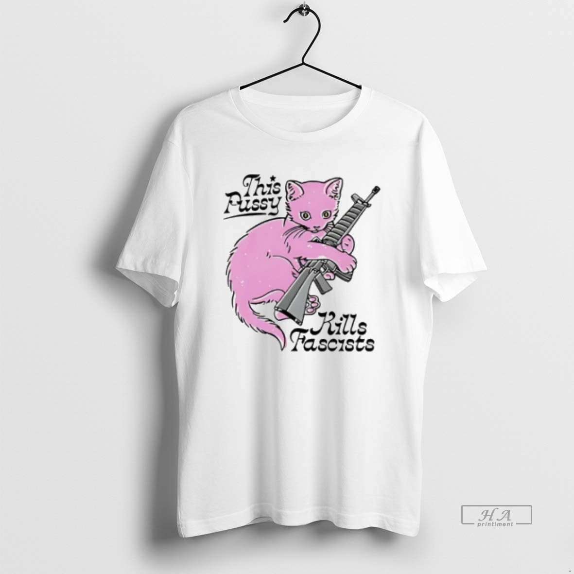 Trendy Cat Shotgun This Pussy Kills Fascists Tee Shirt