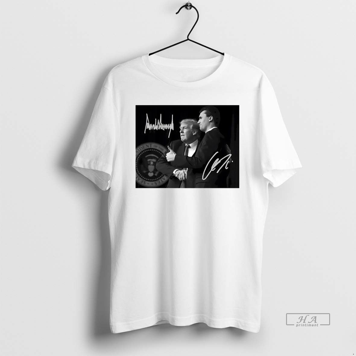 Trendy Charlie Kirk And Trump Frame Signatures Tee Shirt