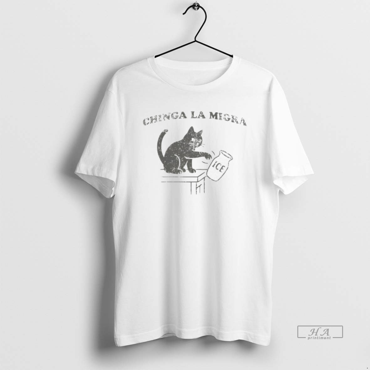 Trendy Chinga La Migra Ice Black Cat Tee Shirt