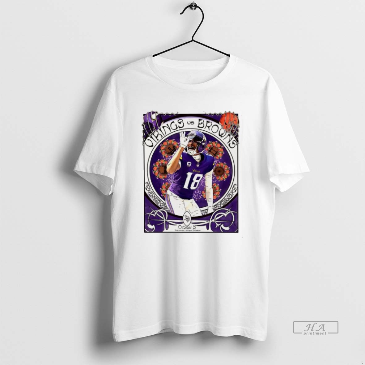 Trendy Cleveland Browns Vs Minnesota Vikings Nfl 2025 Justin Jefferson Tottenham Hotspur Tee Shirt