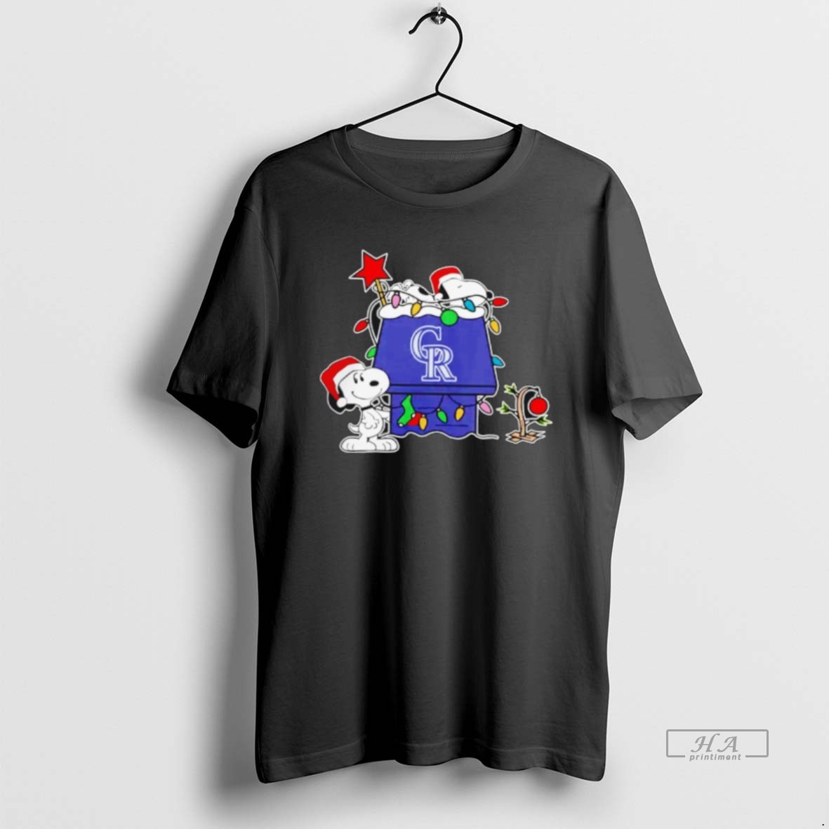 Trendy Colorado Rockies Snoopy Santa Christmas Holiday 2025 Lights Tee Shirt
