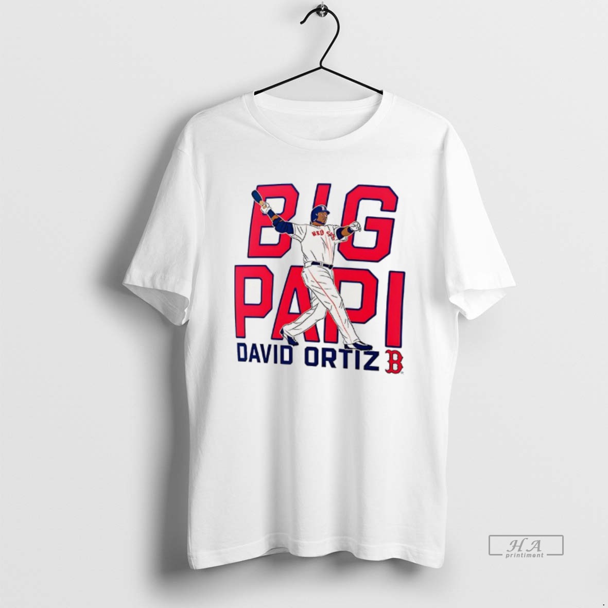 Trendy David Ortiz Boston Red Sox Baseball Cooperstown Player Graphic Tee Shirt