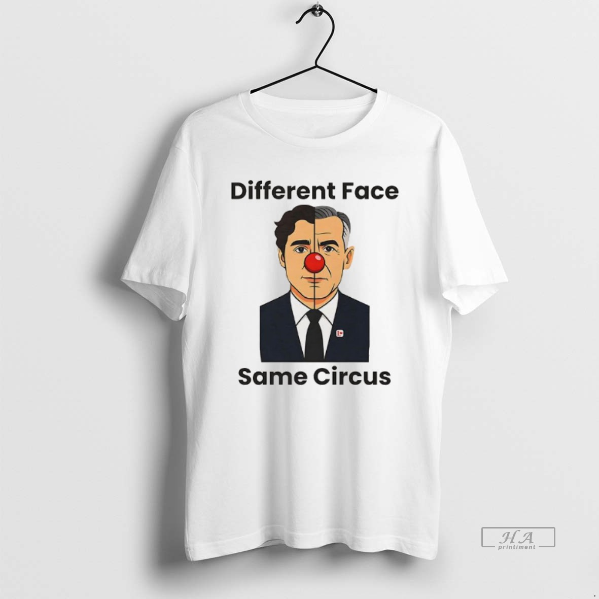 Trendy Different Face Same Circus Caricature Tee Shirt