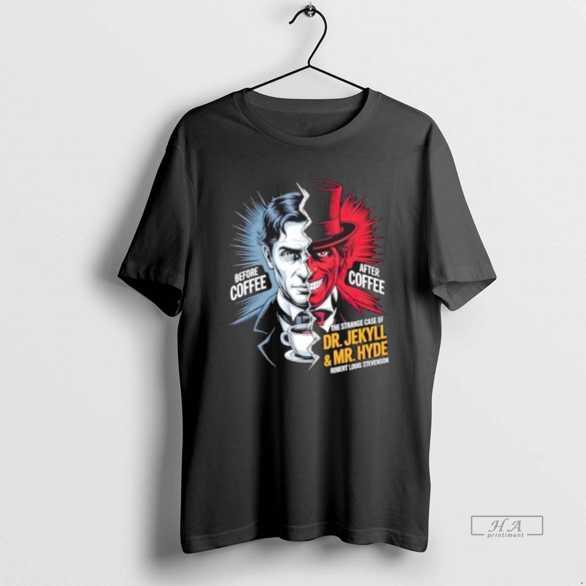 Trendy Dr Jeckyll And Mr Hyde Coffee Tee Shirt