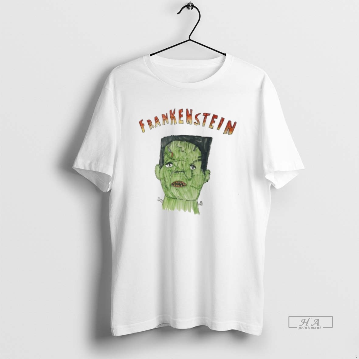 Trendy Frankenstein Drawing Horror Tee Shirt