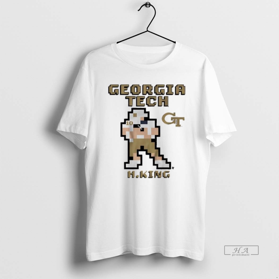 Trendy Georgia Tech Football Haynes King Retro Baller Graphic Tee Shirt