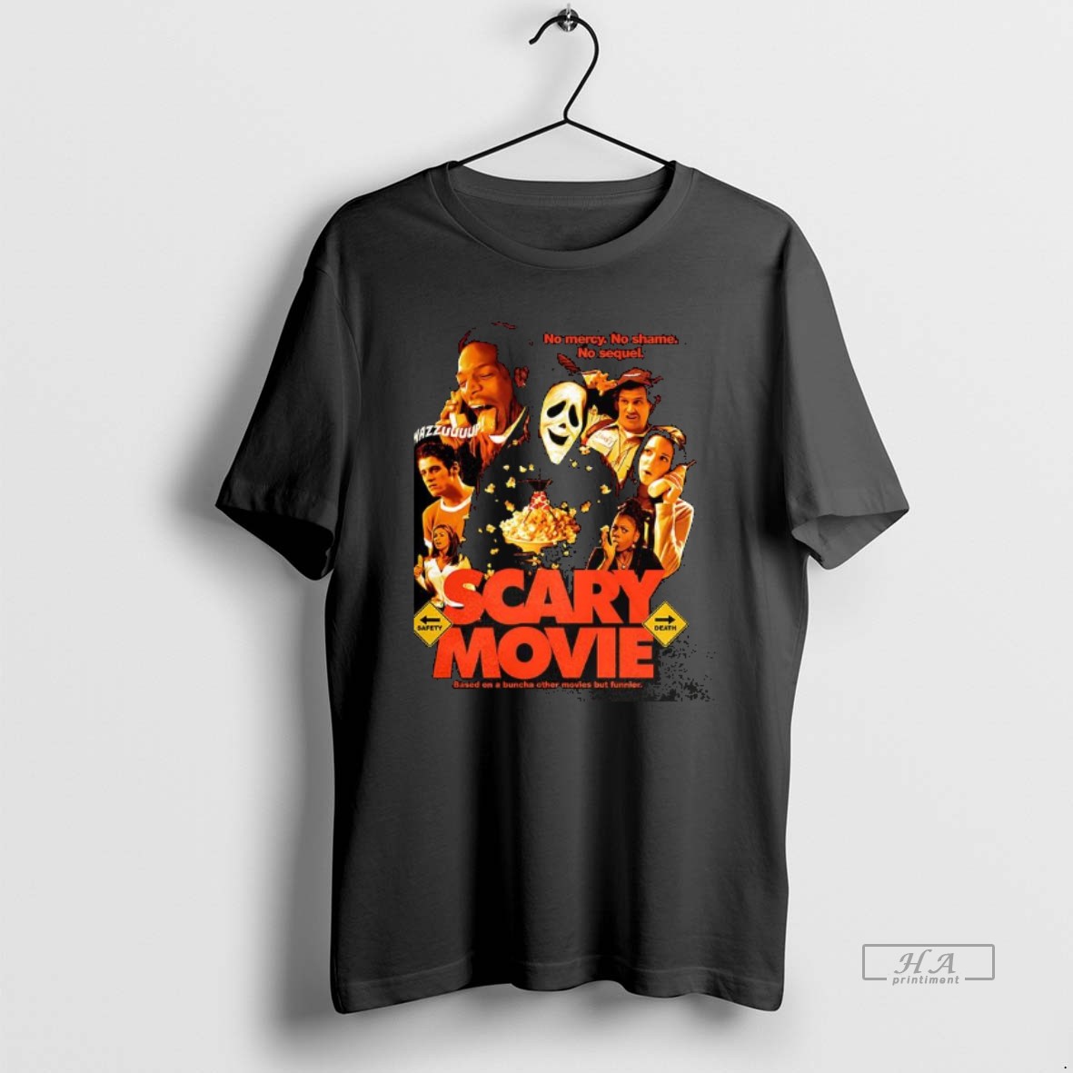 Trendy Ghostface Wazzupp Scary Movie No Mercy No Shame No Sequel Halloween Tee Shirt