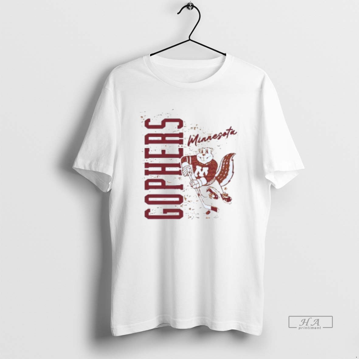Trendy Goldy Hockey State Minnesota Golden Gophers Mens White Tee Tee Shirt