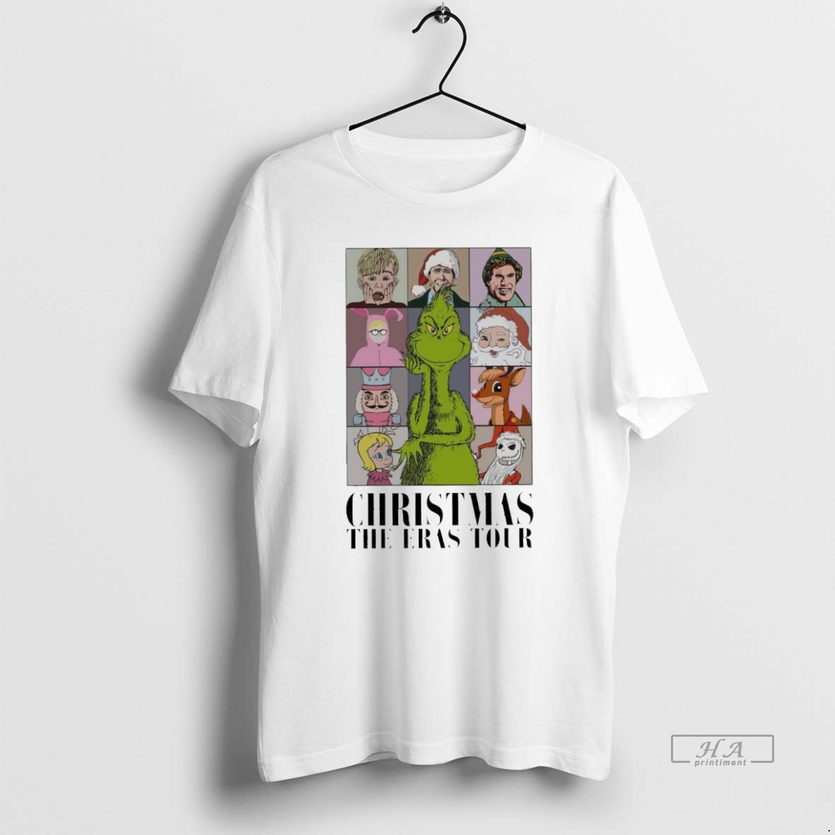 Trendy Grinch Christmas The Eras Tour White Tee Shirt