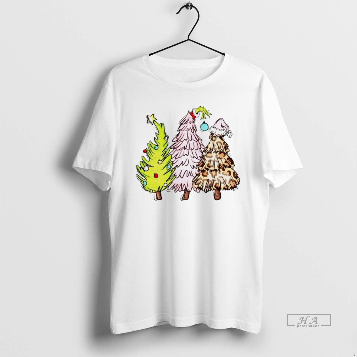 Trendy Grinch Christmas Tree White Tee Shirt