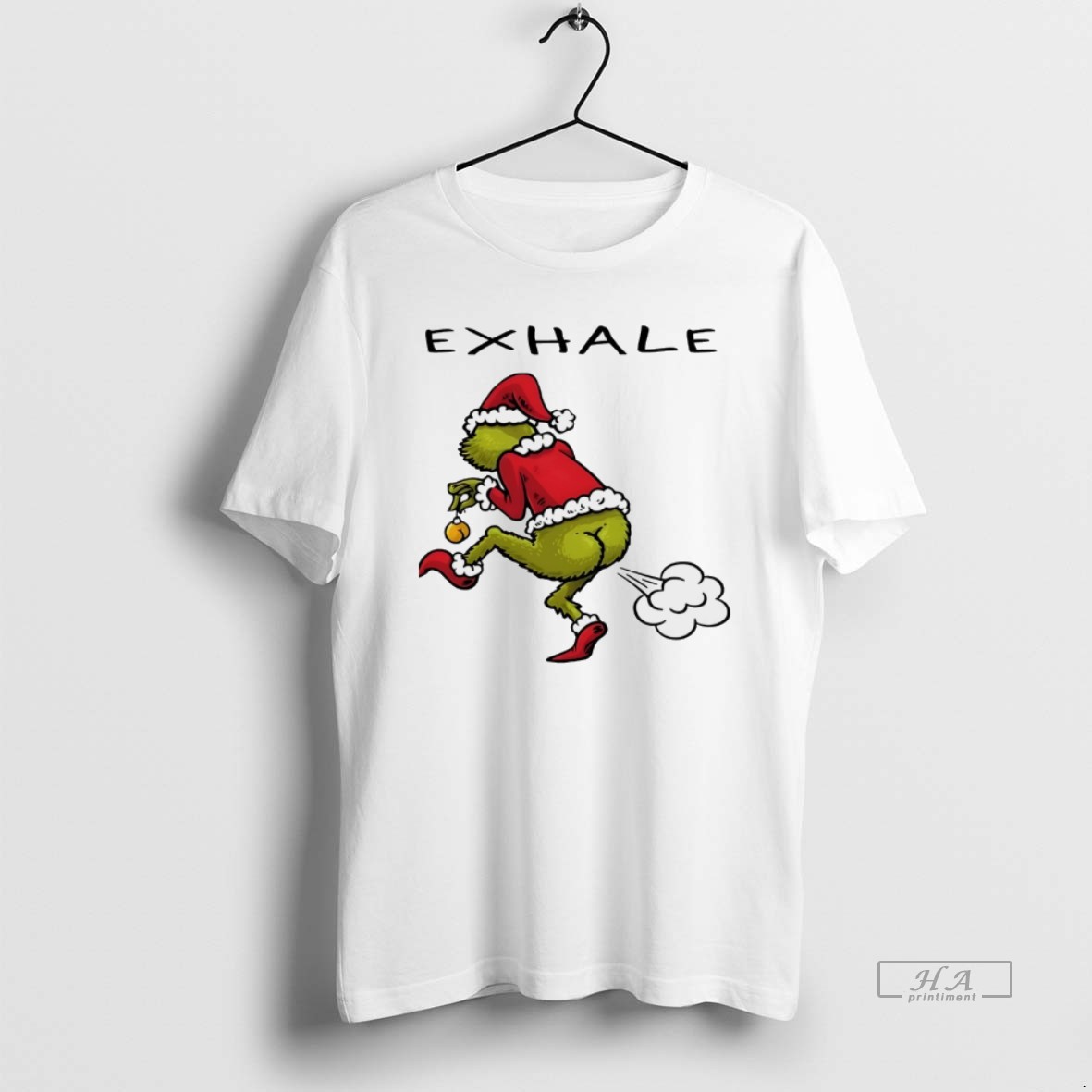 Trendy Grinch Exhale Christmas Christmas White Tee Shirt