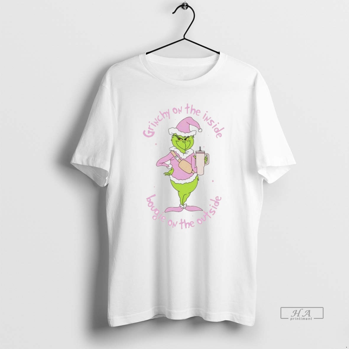 Trendy Grinch On The Inside Bougie On The Outside White Tee Shirt