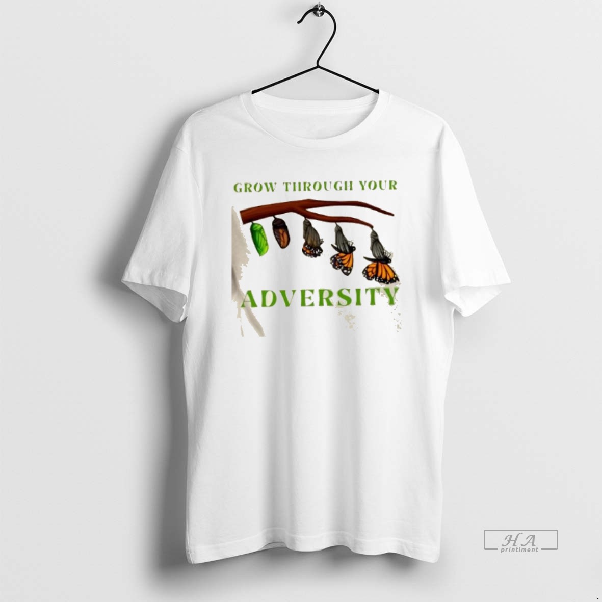 Trendy Grow Through Your Adversity Butterfly Tee Shirt
