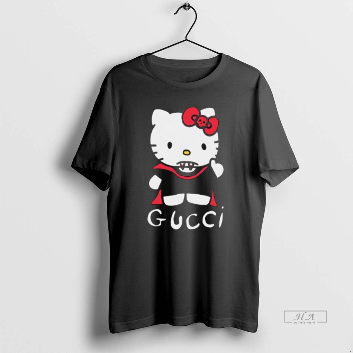 Trendy Gucci Stripe Hello Kitty Darkness Tee Shirt