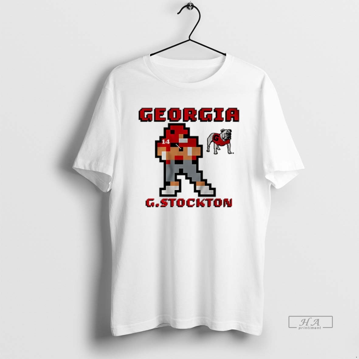 Trendy Gunner Stockton Georgia Bulldogs Football Retro Baller 8 Bit Style Tee Shirt