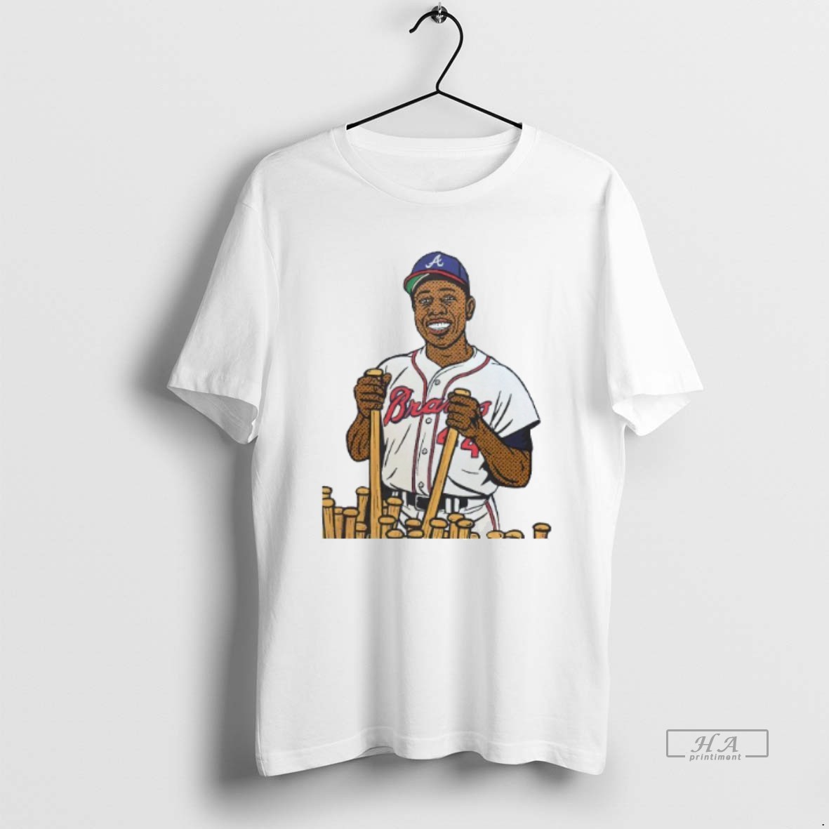 Trendy Henry Aaron Milwaukee Braves 2025 Graphic Mens White Tee Tee Shirt