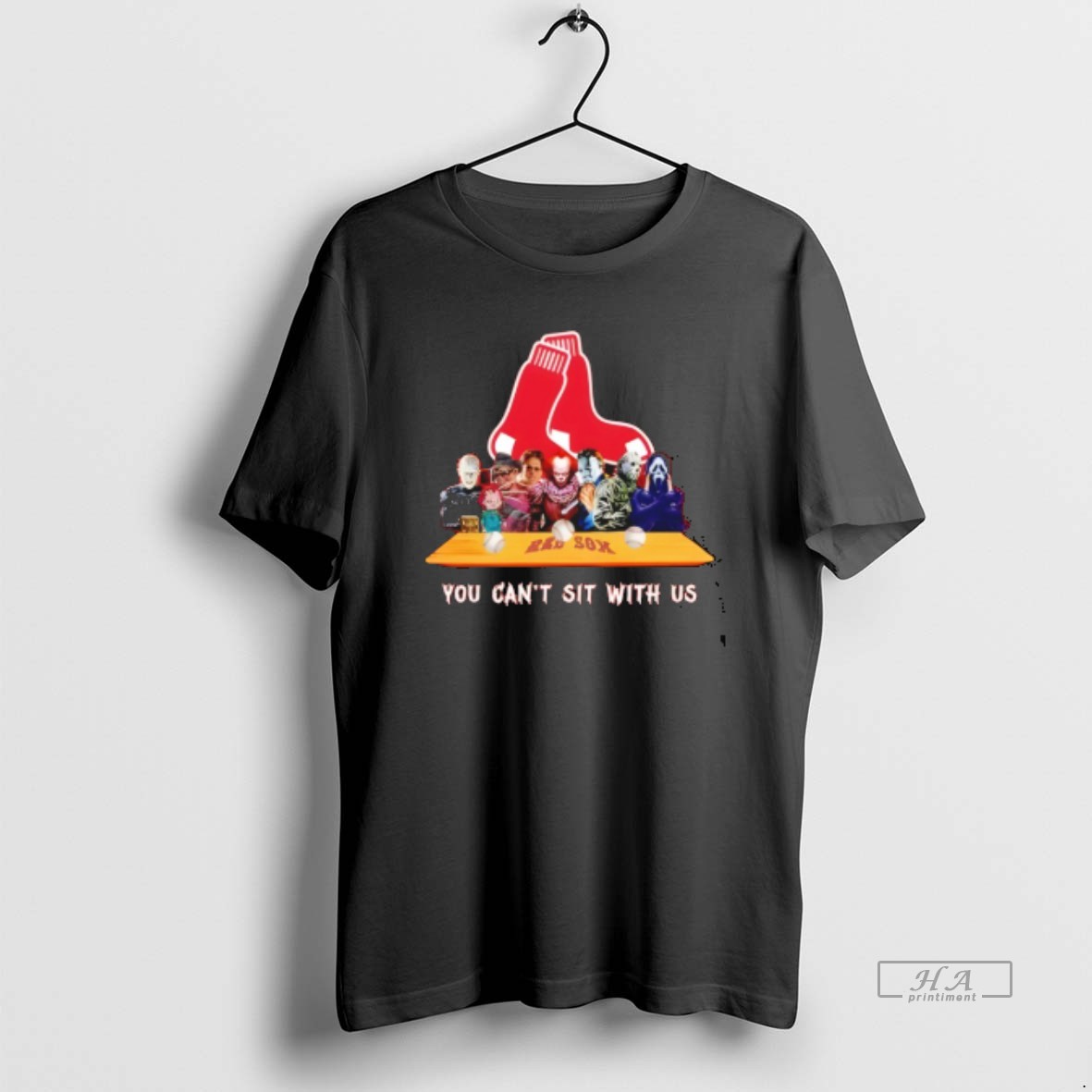 Trendy Horror Movie Characters You Cant Sit With Us Boston Red Sox Halloween Tee Shirt