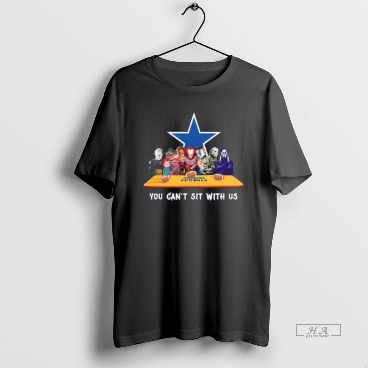 Trendy Horror Movie Characters You Cant Sit With Us Dallas Cowboys Halloween Tee Shirt