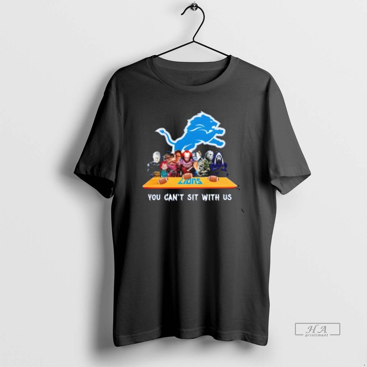 Trendy Horror Movie Characters You Cant Sit With Us Detroit Lions Halloween Tee Shirt