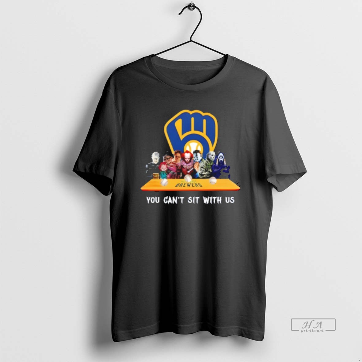 Trendy Horror Movie Characters You Cant Sit With Us Milwaukee Brewers Halloween Tee Shirt