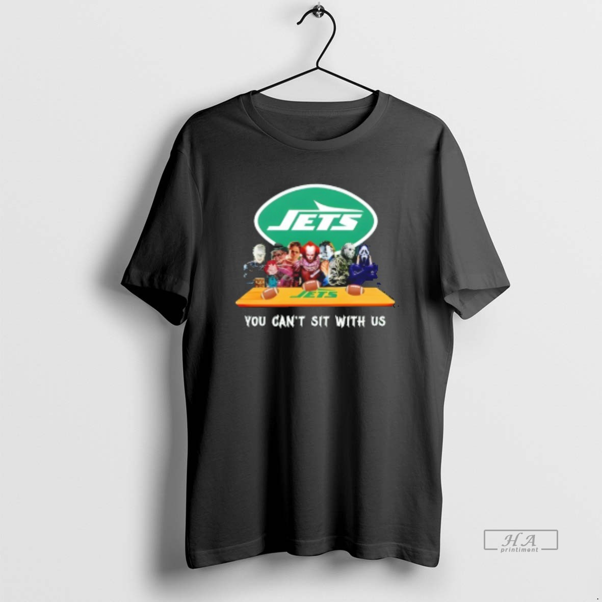 Trendy Horror Movie Characters You Cant Sit With Us New York Jets Halloween Tee Shirt