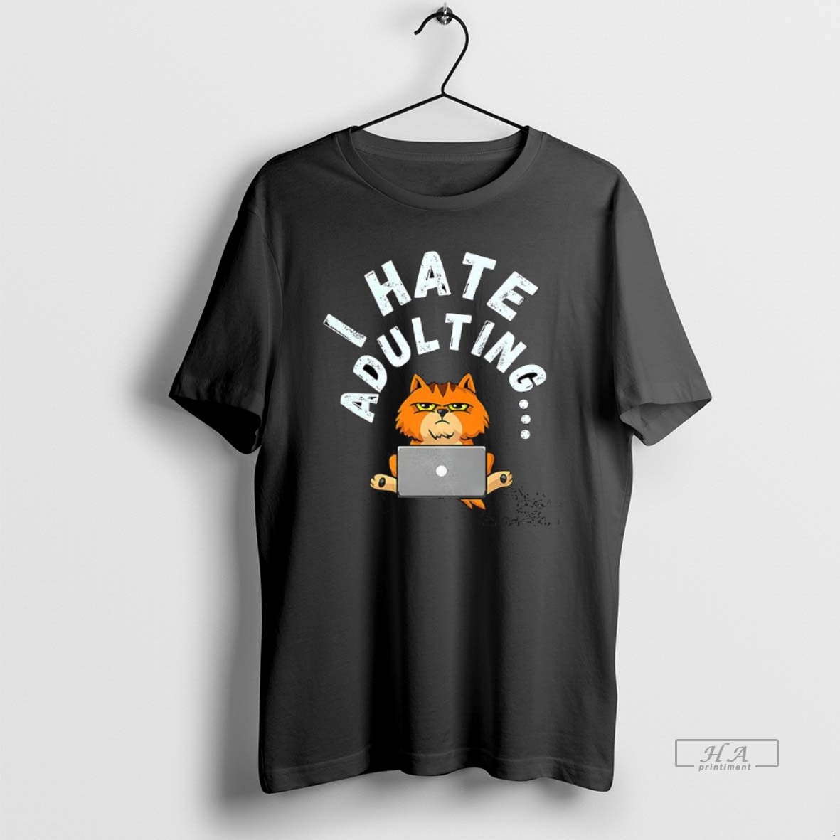 Trendy I Hate Adulting Cat Tee Shirt
