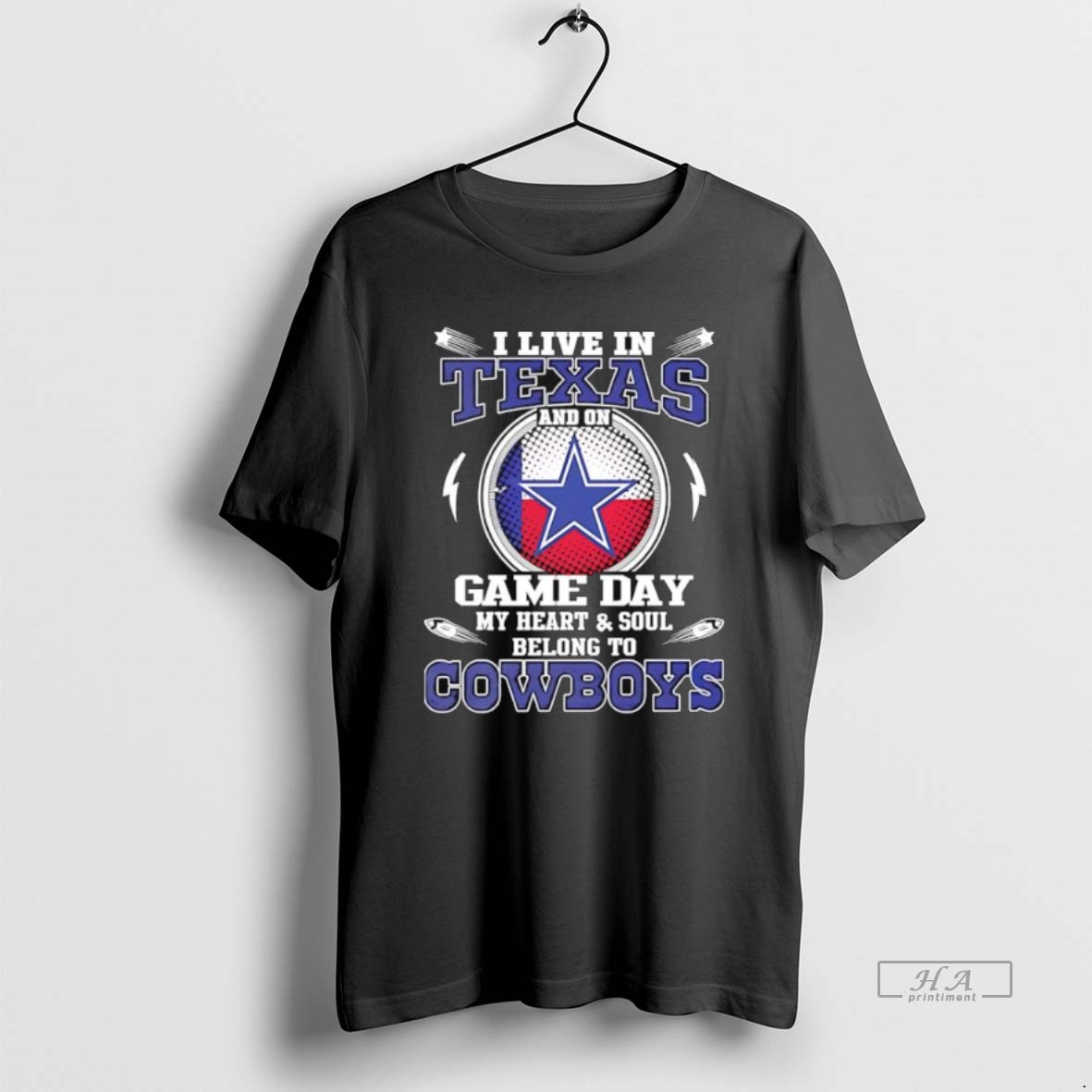 Trendy I Live In Texas And On Game Day My Heart Soul Belong To Dallas Cowboys Tee Shirt