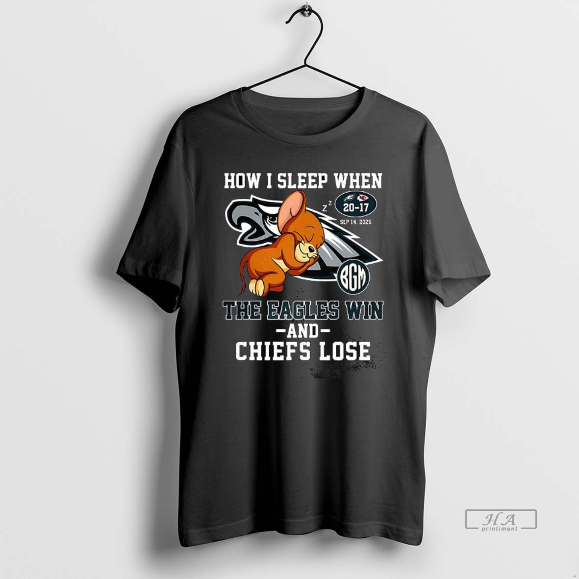 Trendy Jerry How I Sleep When The Philadelphia Eagles Win And Kansas City Chiefs Lose Nfl 2025 Tee Shirt