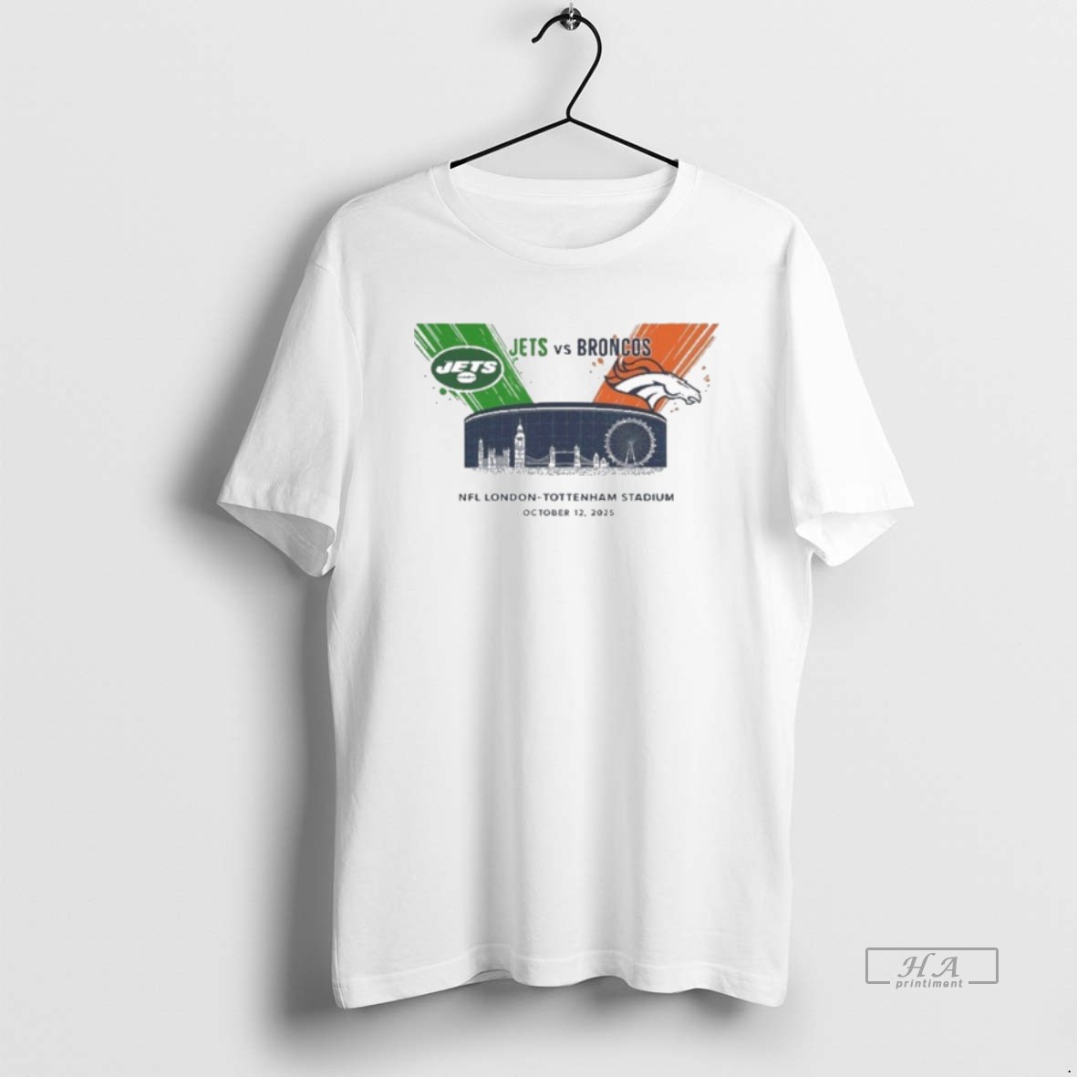 Trendy Jets Vs Broncos Nfl London Gameday Tottenham Stadium Tee Shirt