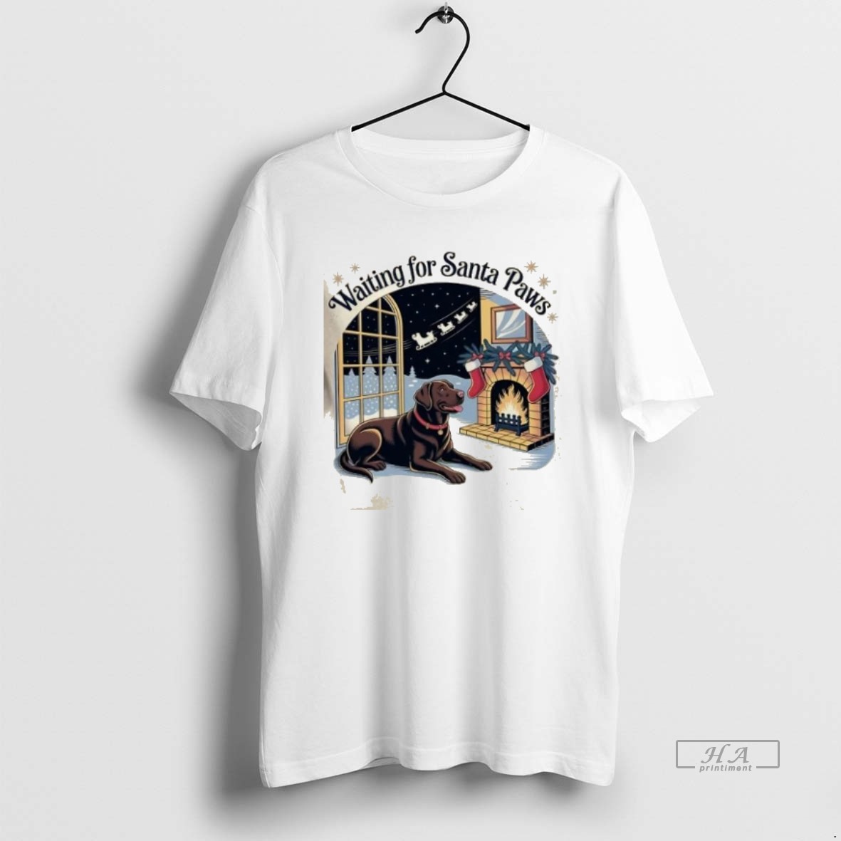 Trendy Labrador Santa Paws Christmas Tee Shirt
