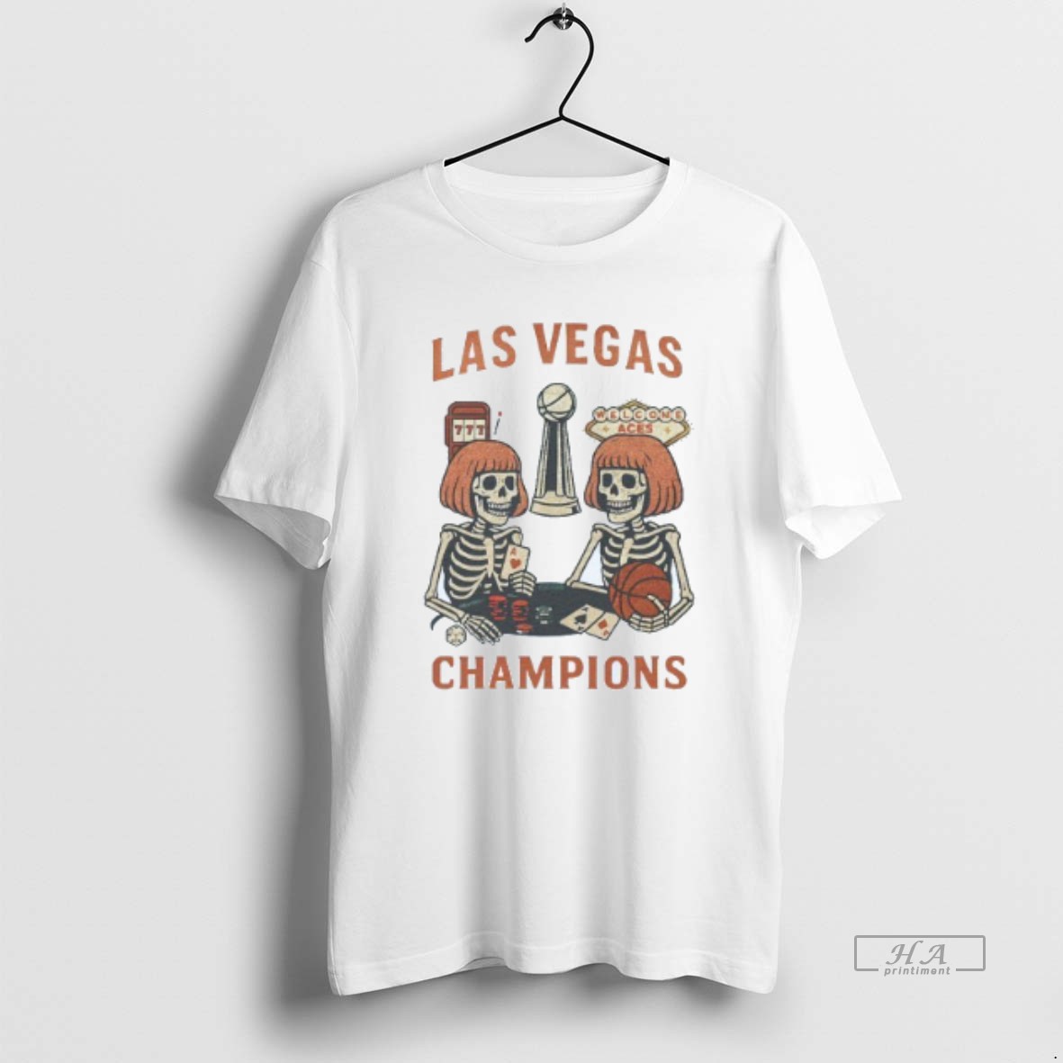 Trendy Las Vegas Aces 2025 World Champions Skeletons Mens White Tee Tee Shirt
