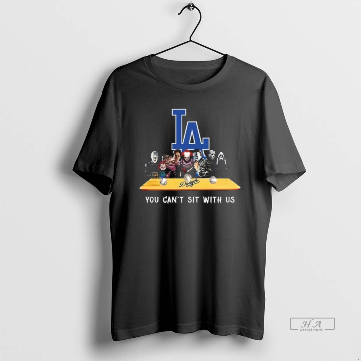 Trendy Los Angeles Dodgers You Cant Sit With Us Horror Tee Shirt